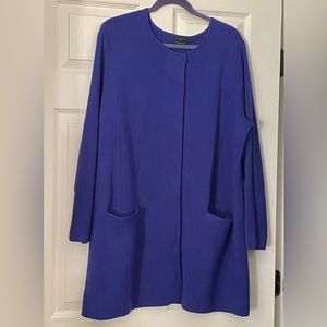 Talbots Royal Blue merino wool topper sweater/coat Size 2X good condition